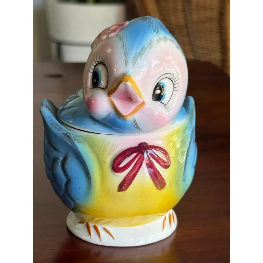 Vintage MCM 50’s Lefton Bluebird Sugar #7170 Anthropomorphic Kitschy